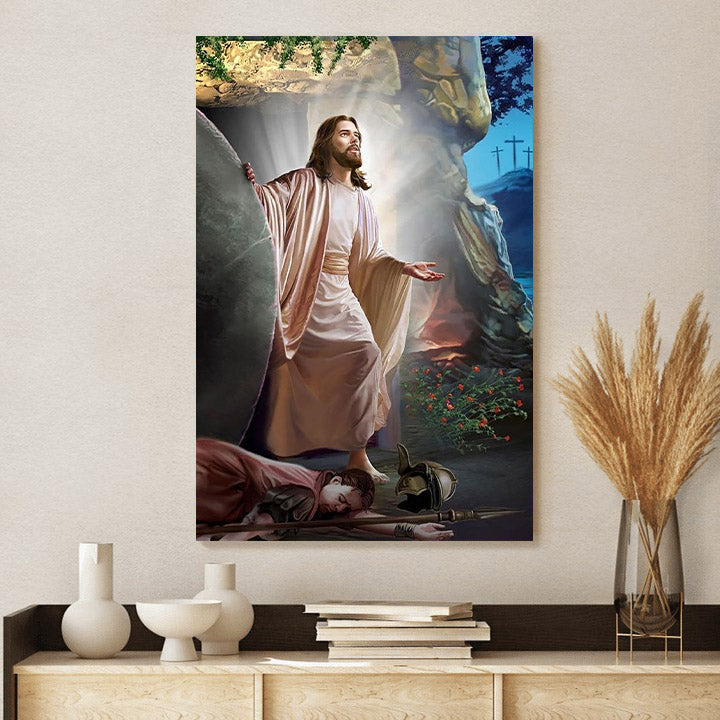 Jesus Coming Out Of The Tomb Canvas Prints - Jesus Christ Art - Christian Canvas Wall Decor