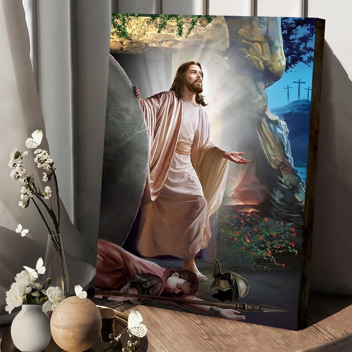 Jesus Coming Out Of The Tomb Canvas Prints - Jesus Christ Art - Christian Canvas Wall Decor