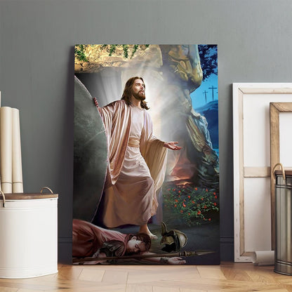 Jesus Coming Out Of The Tomb Canvas Prints - Jesus Christ Art - Christian Canvas Wall Decor