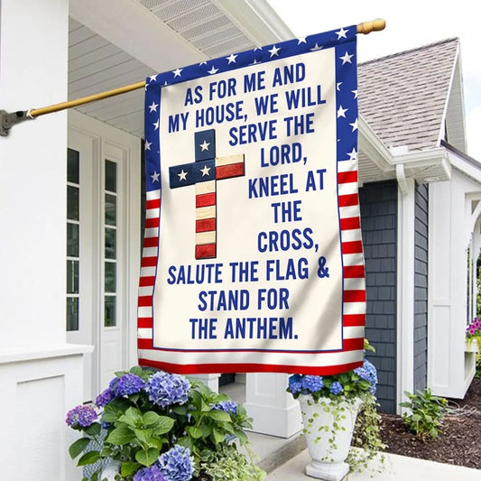 Jesus Cross American House Flag As For Me and My House House Flag - Christian Garden Flags - Christian Flag - Religious Flags