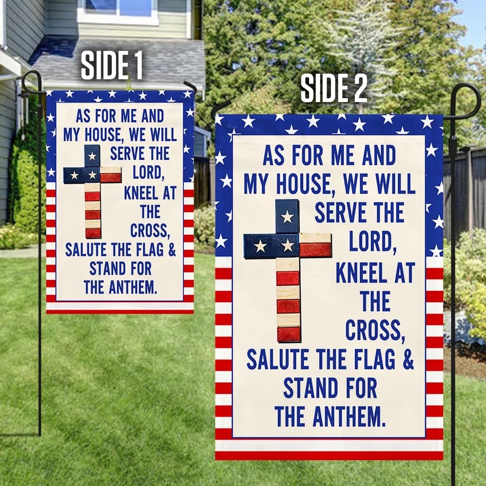 Jesus Cross American House Flag As For Me and My House House Flag - Christian Garden Flags - Christian Flag - Religious Flags