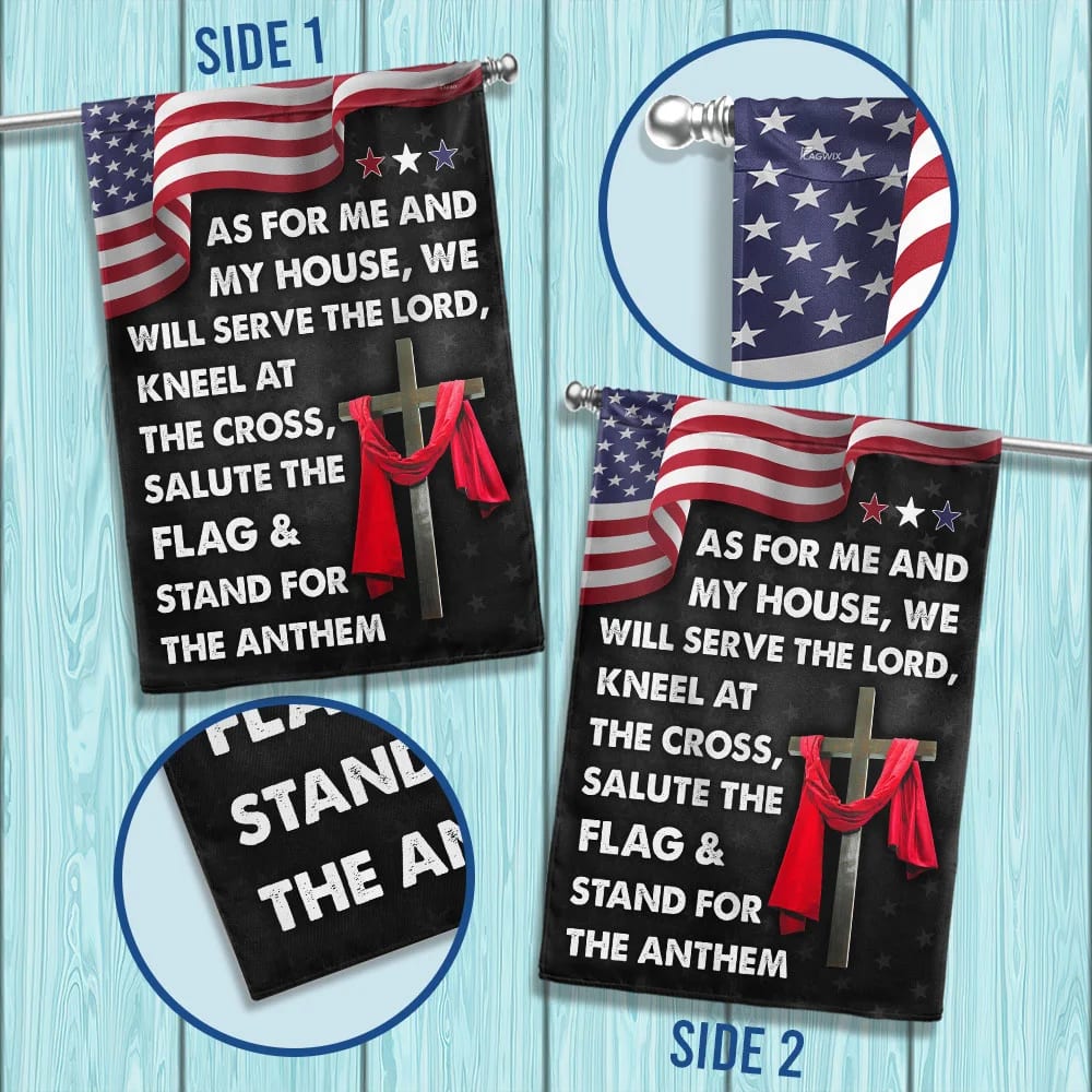 Jesus Cross American House Flags As For Me And My House We Will Serve The Lord House Flags - Christian Garden Flags - Outdoor Christian Flag
