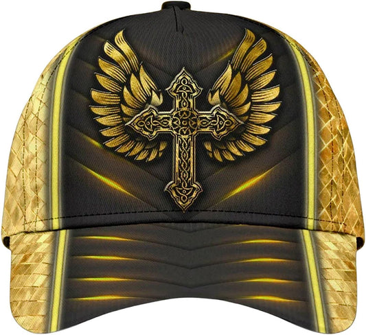 Jesus Cross Angel Wings All Over Print Baseball Cap - Christian Hats For Men Women