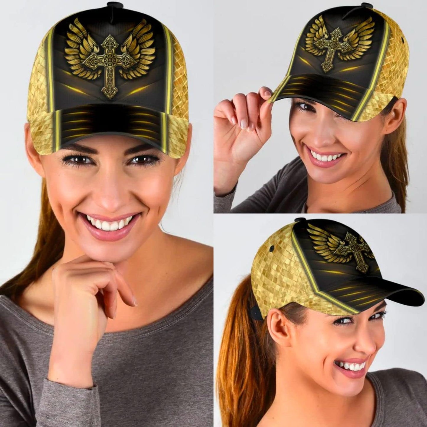 Jesus Cross Angel Wings All Over Print Baseball Cap - Christian Hats For Men Women