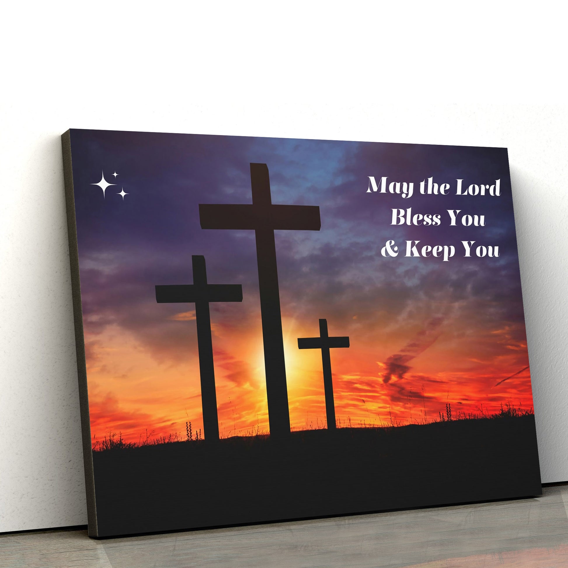 Jesus Cross Canvas Jesus Wall Hanging Cross Triple Cross - Canvas Picture - Jesus Canvas Pictures - Christian Wall Art