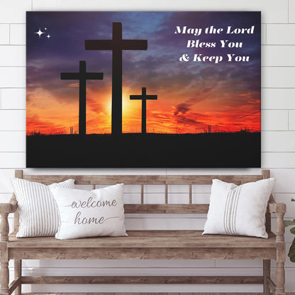 Jesus Cross Canvas Jesus Wall Hanging Cross Triple Cross - Canvas Picture - Jesus Canvas Pictures - Christian Wall Art