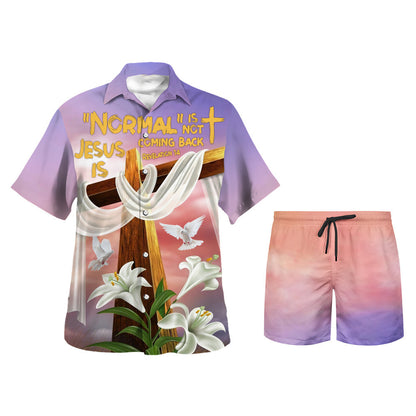 Jesus Cross Easter Lilies Flowers Hawaiian Shirt - Christian Hawaiian Shirt - Religious Hawaiian Shirts