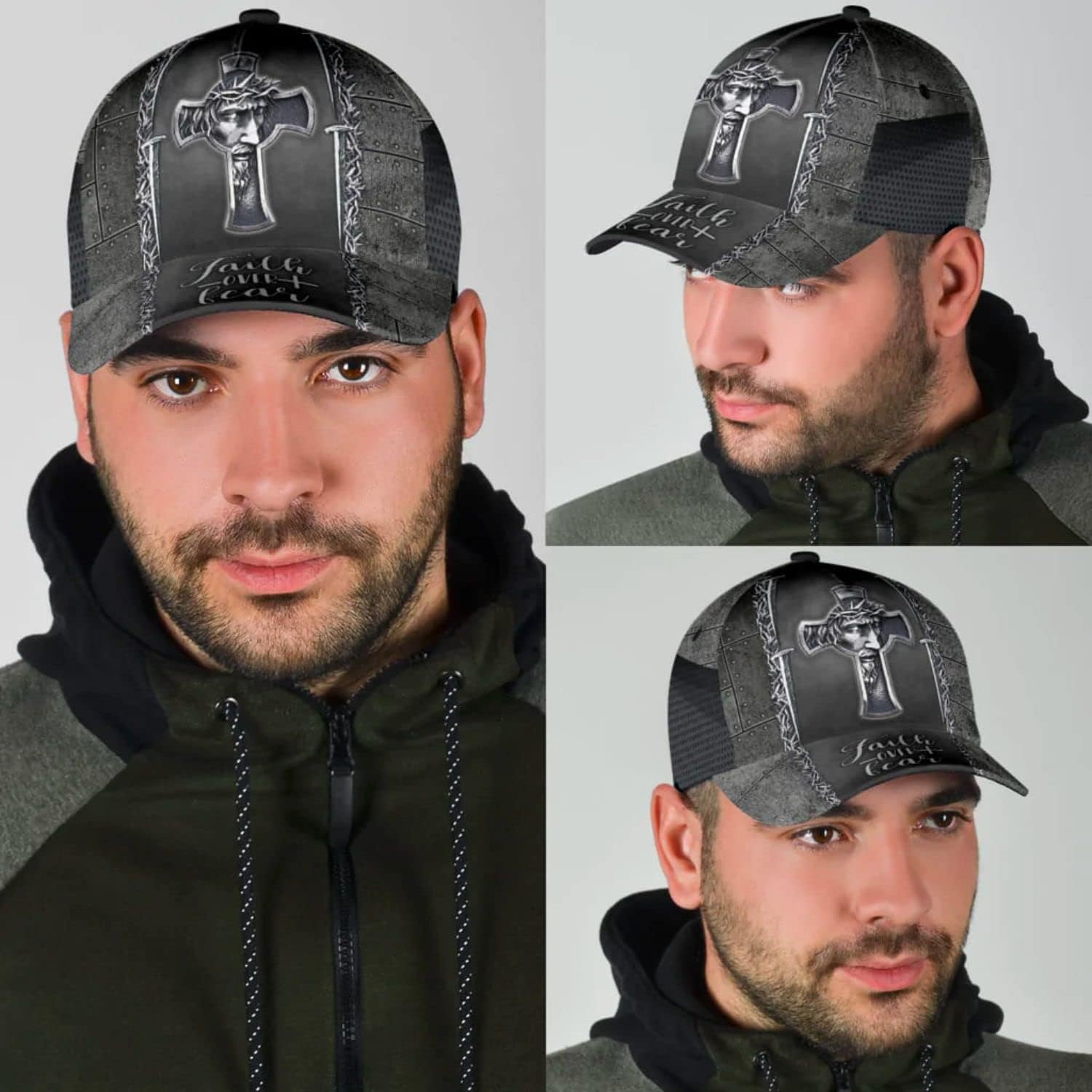 Jesus Cross Faith Over Fear All Over Print Baseball Cap - Christian Hats For Men Women