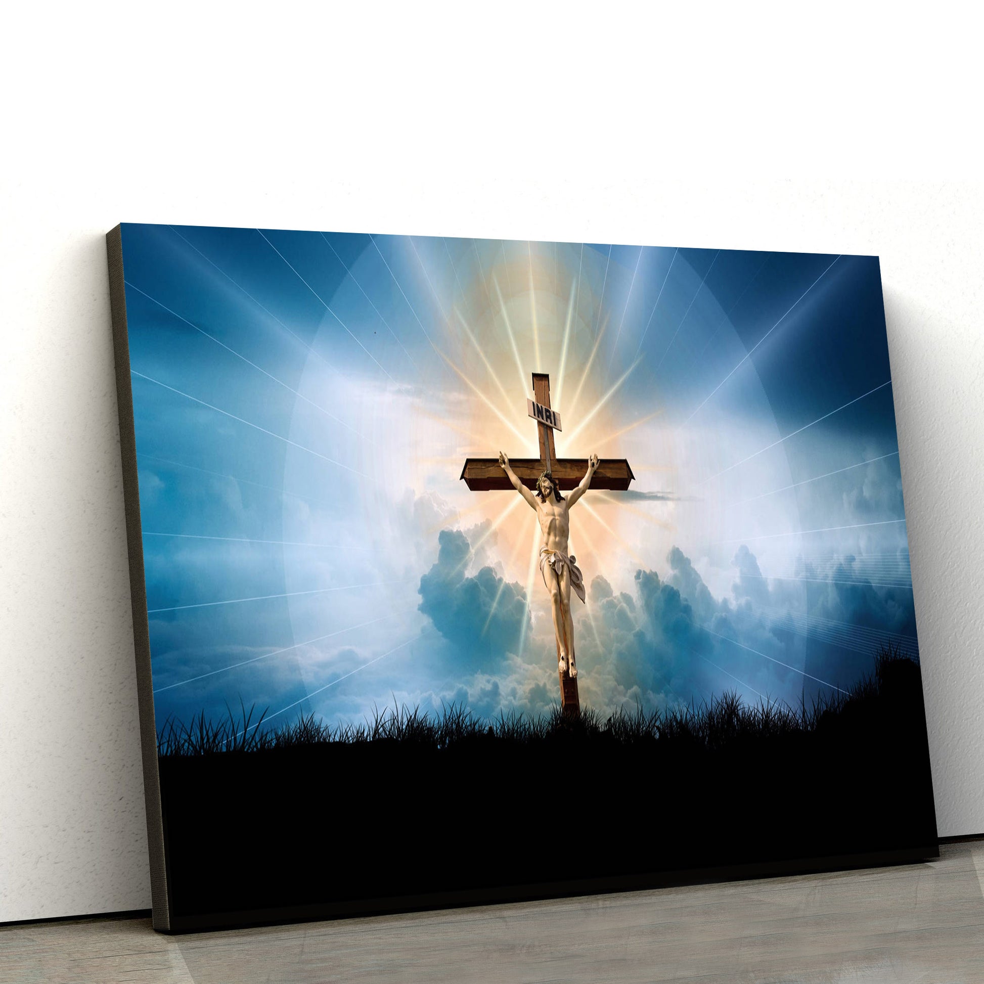 Jesus Cross Haloes Of Light - Jesus Canvas Wall Art - Christian Wall Art