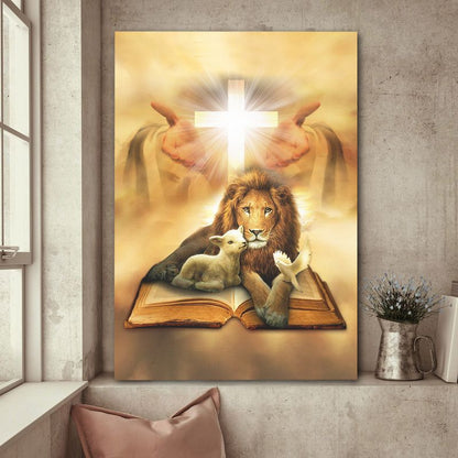 Jesus Cross Lion Of Judah Lamb Of God Dove Of Peace Canvas Posters - Christian Wall Posters - Religious Wall Decor