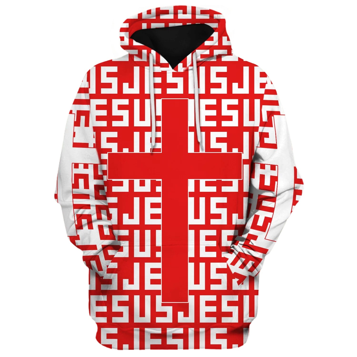 Jesus Cross Red Hoodies - Jesus Hoodie - Men & Women Christian Hoodie - 3D Printed Hoodie