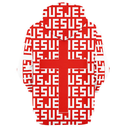 Jesus Cross Red Hoodies - Jesus Hoodie - Men & Women Christian Hoodie - 3D Printed Hoodie