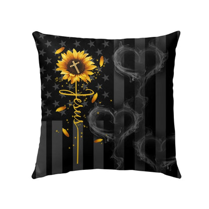 Jesus Cross Sunflower Christian Pillow