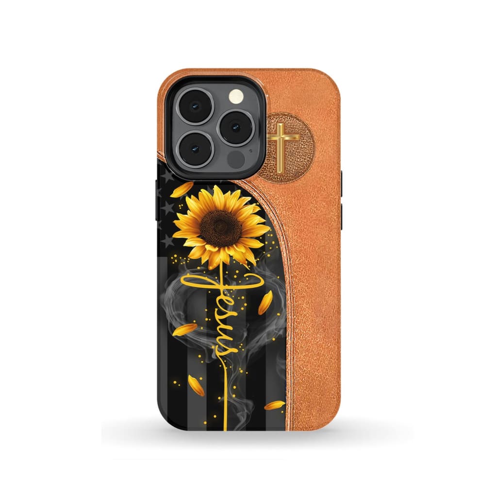 Jesus Cross Sunflower Phone Case - Inspirational Bible Scripture iPhone Cases