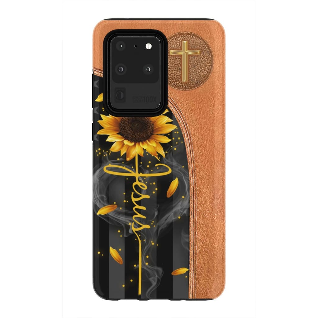 Jesus Cross Sunflower Phone Case - Inspirational Bible Scripture iPhone Cases