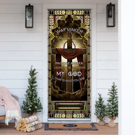 Jesus Cross – Way Maker Miracle Worker Door Cover - Religious Door Decorations