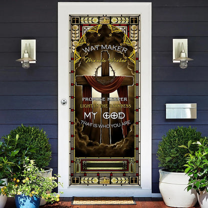 Jesus Cross – Way Maker Miracle Worker Door Cover - Religious Door Decorations