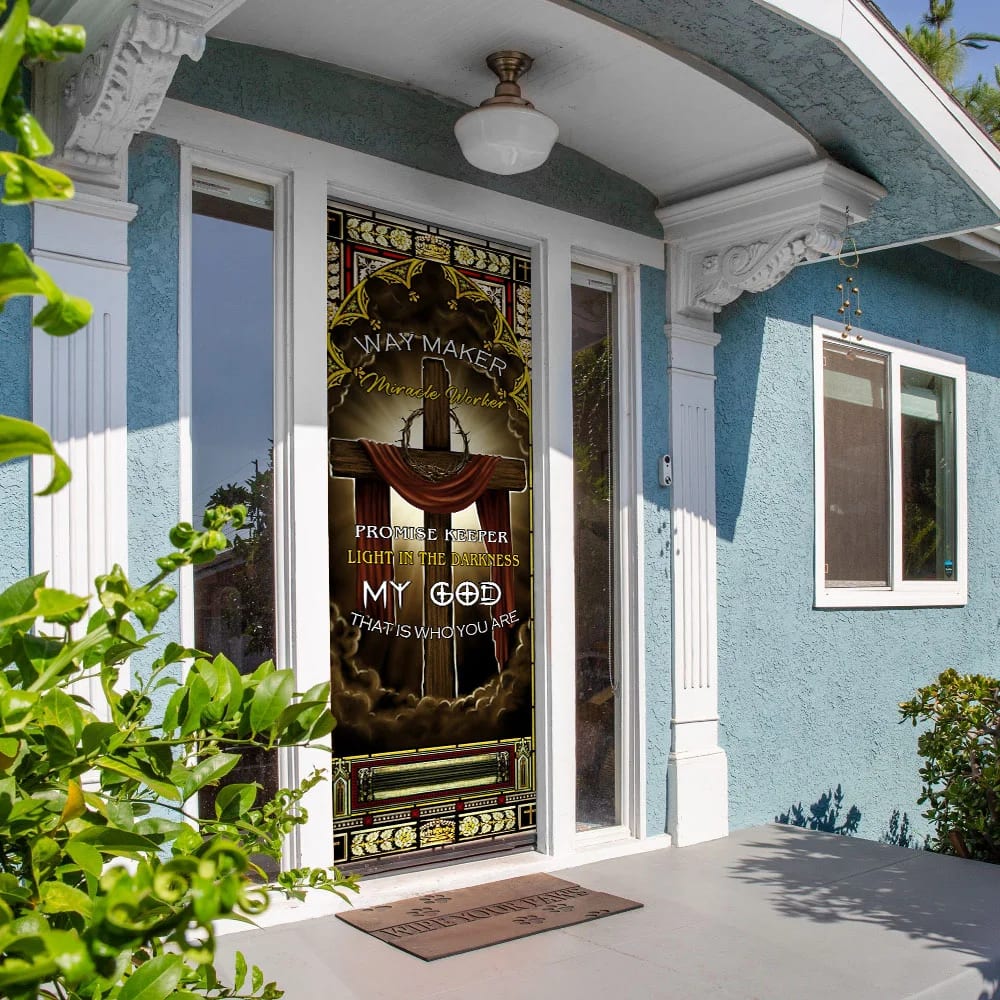 Jesus Cross – Way Maker Miracle Worker Door Cover - Religious Door Decorations