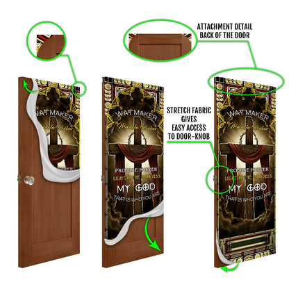 Jesus Cross – Way Maker Miracle Worker Door Cover - Religious Door Decorations