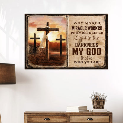 Jesus Cross Way Maker Miracle Worker Promise Keeper Canvas Wall Art - Jesus Canvas Pictures - Christian Wall Posters