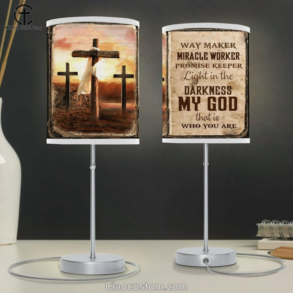 Jesus Cross Way Maker Miracle Worker Promise Keeper Table Lamp