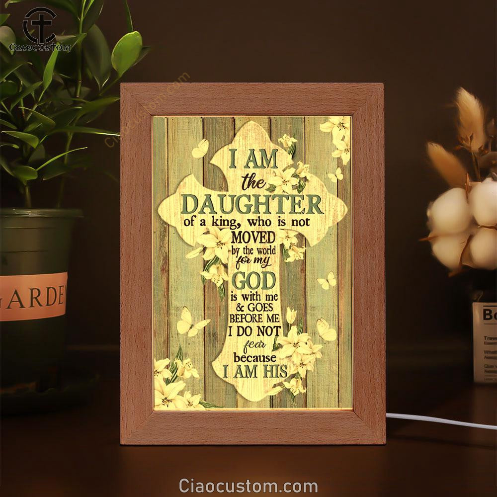 Jesus Cross White Tulip I Am The Daughter Of A King Frame Lamp