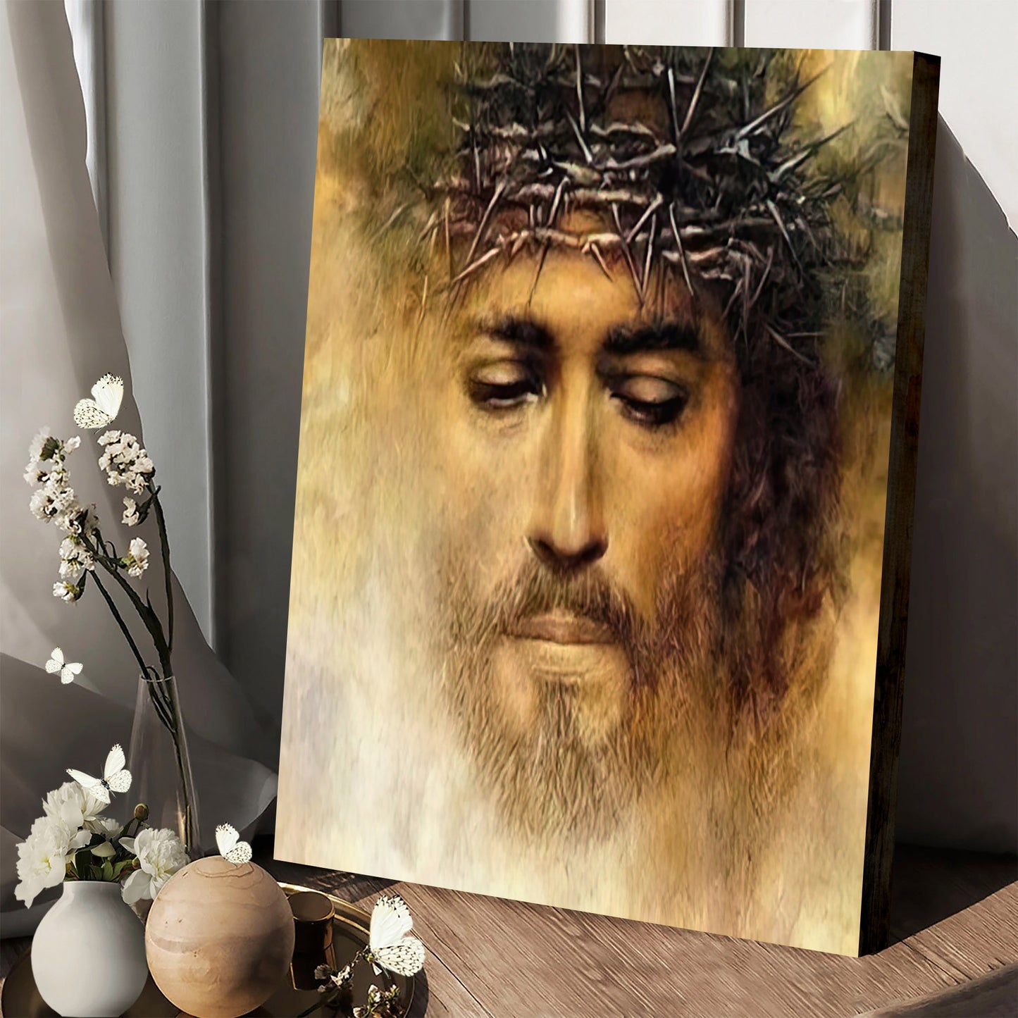 Jesus Crown Of Thorns Canvas Prints - Jesus Christ Art - Christian Canvas Wall Decor