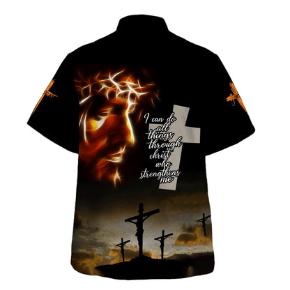 Jesus Crown Of Thorns I Can Do All Things Hawaiian Shirt - Christian Hawaiian Shirt - Religious Hawaiian Shirts