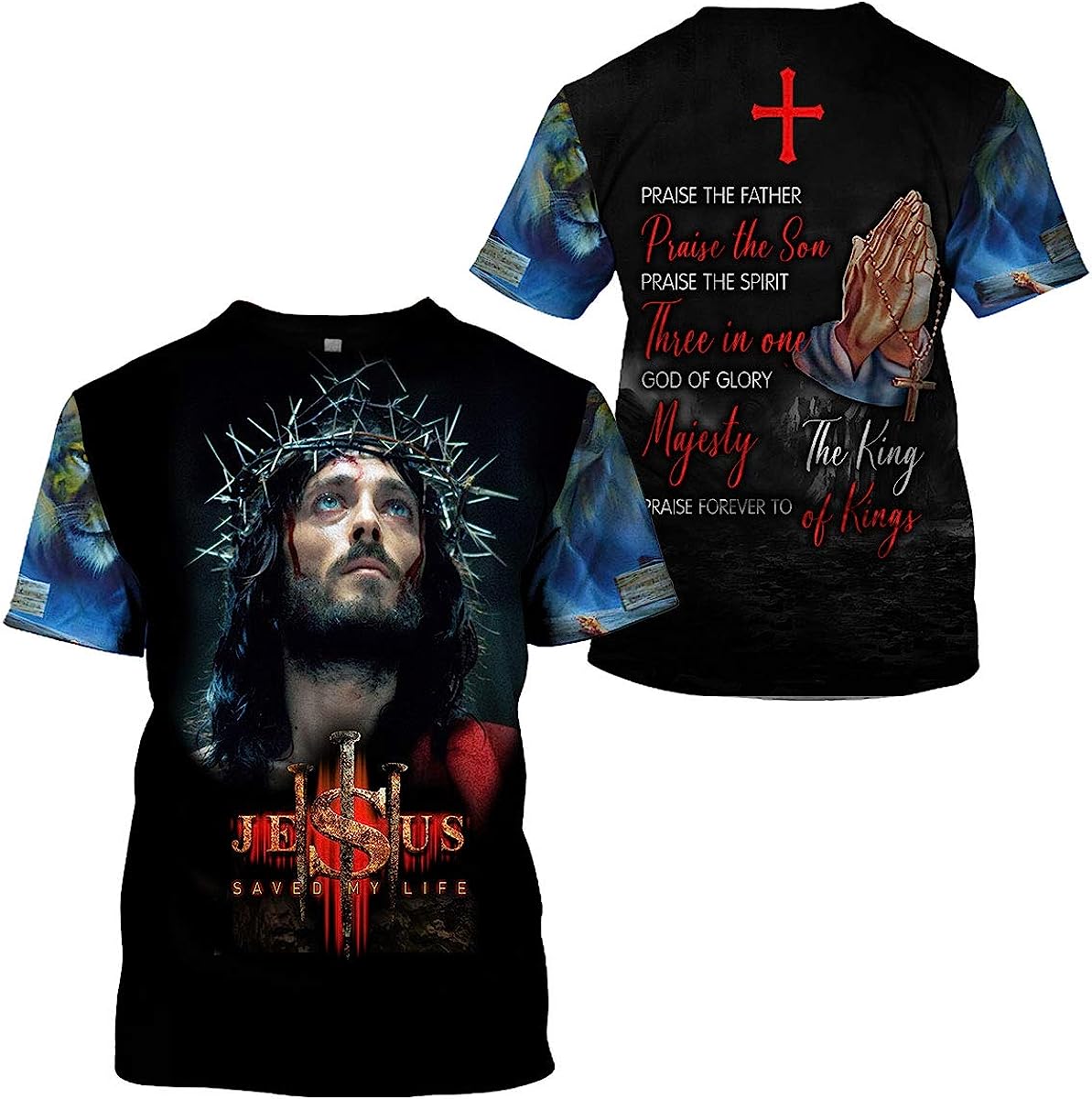 Jesus Crown Of Thorns Jesus Saved My Life All Over Printed 3D T Shirt - Christian Shirts for Men Women