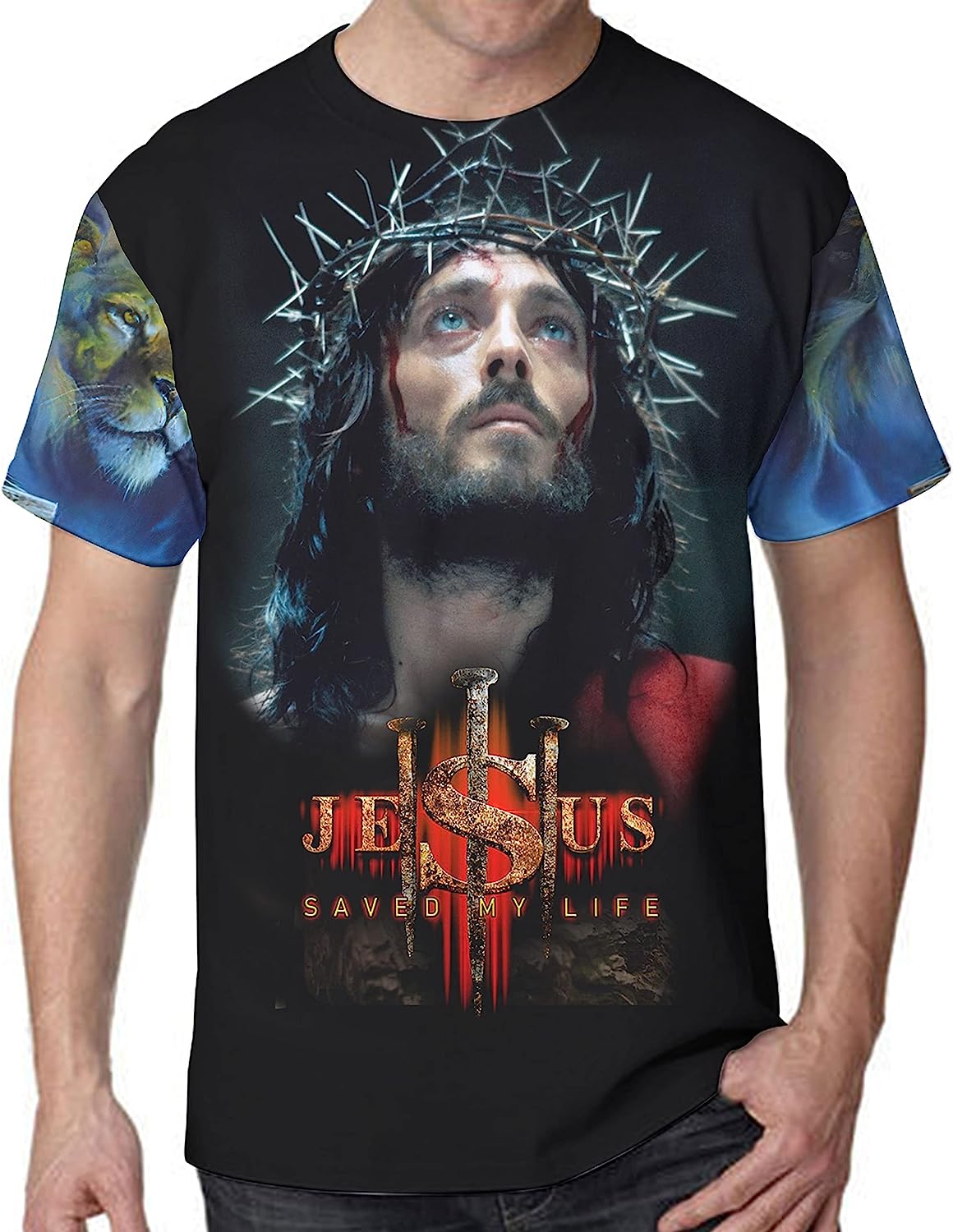 Jesus Crown Of Thorns Jesus Saved My Life All Over Printed 3D T Shirt - Christian Shirts for Men Women