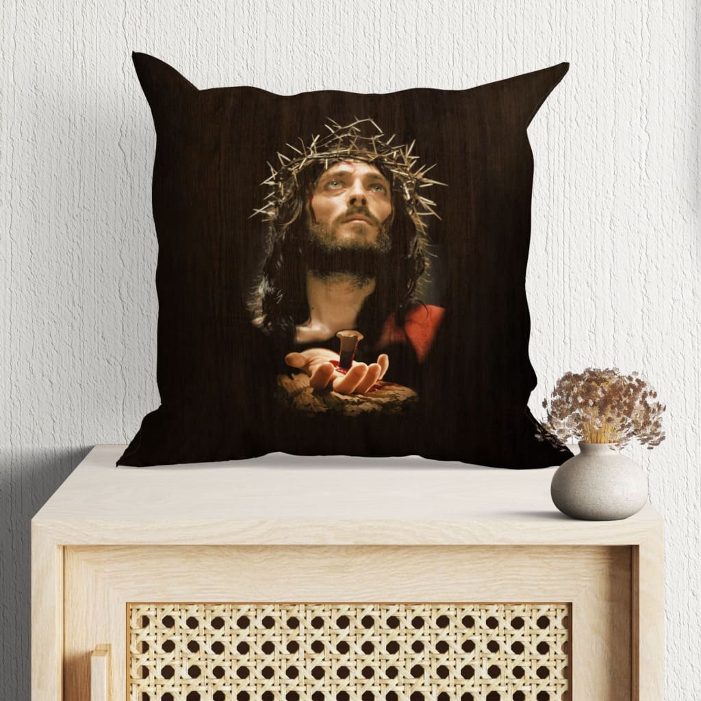 Jesus' Crucified Hands Christian Pillow