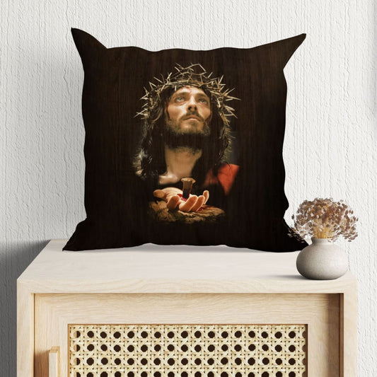 Jesus' Crucified Hands Christian Pillow