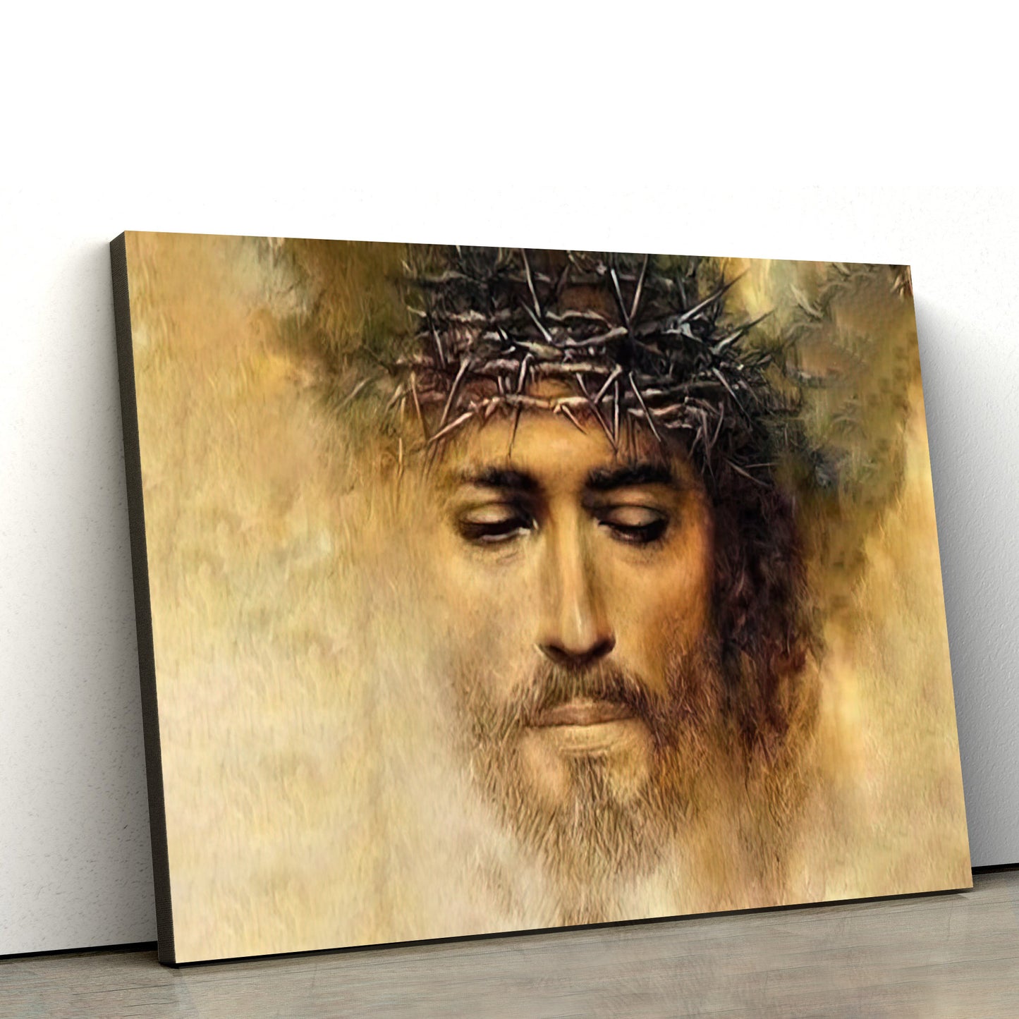 Jesus Crucifixion Crown Of Thorns Canvas Wall Art - Jesus Canvas Picture - Christian Canvas Art