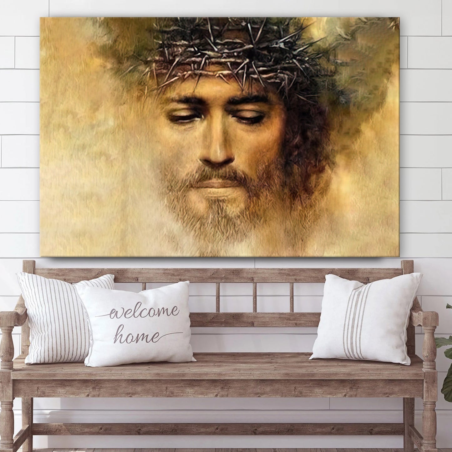 Jesus Crucifixion Crown Of Thorns Canvas Wall Art - Jesus Canvas Picture - Christian Canvas Art