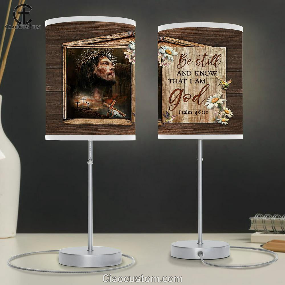 Jesus Daisy Be Still And Know That I Am God Table Lamp Art - Bible Verse Lamp Art - Room Decor Christian