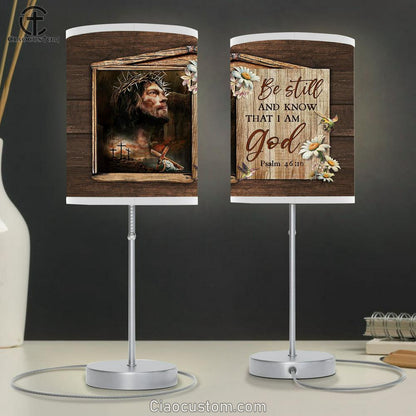 Jesus Daisy Be Still And Know That I Am God Table Lamp Art - Bible Verse Lamp Art - Room Decor Christian