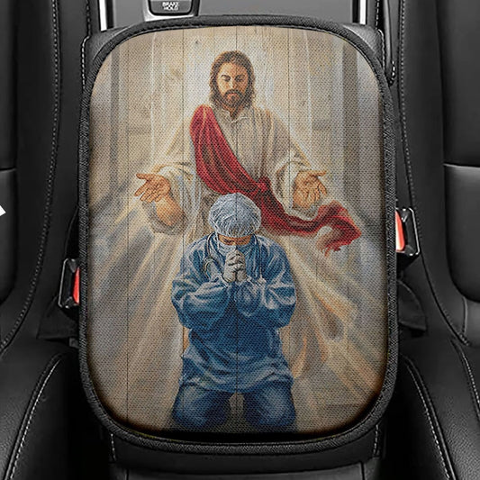 Jesus & Doctor Seat Box Cover, Jesus Car Center Console Cover, Christian Car Interior Accessories