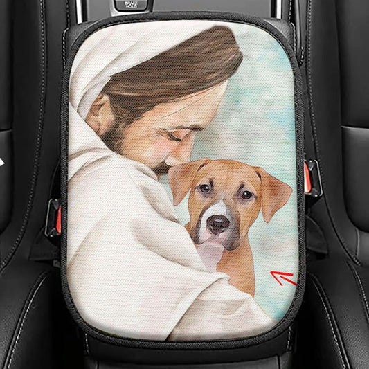 Jesus & Dog Memorial Seat Box Cover, Gift For Someone Who Lost A Pet, Dog Remembrance Gifts