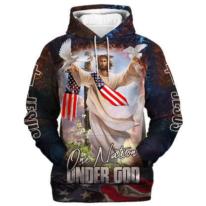 Jesus Dove Hoodie - One Nation Under God Hoodies - Jesus Hoodie - Men & Women Christian Hoodie - 3D Printed Hoodie