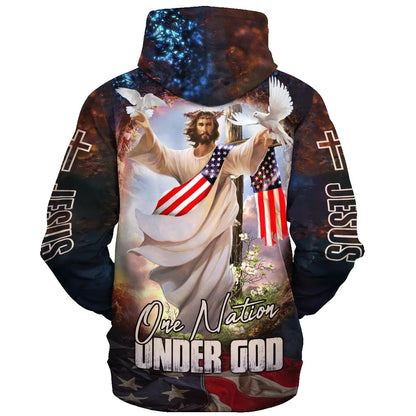 Jesus Dove Hoodie - One Nation Under God Hoodies - Jesus Hoodie - Men & Women Christian Hoodie - 3D Printed Hoodie
