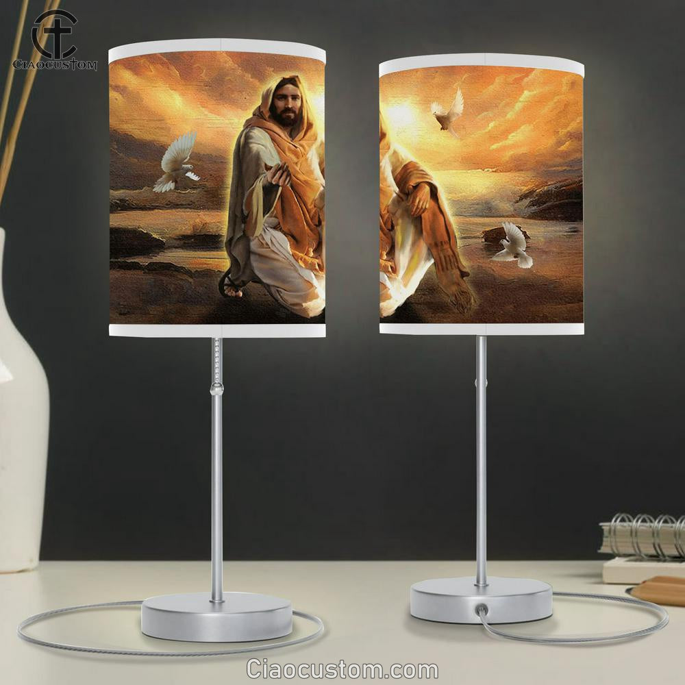 Jesus Dove Large Table Lamp - Christian Table Lamp Prints - Religious Table Lamp Art