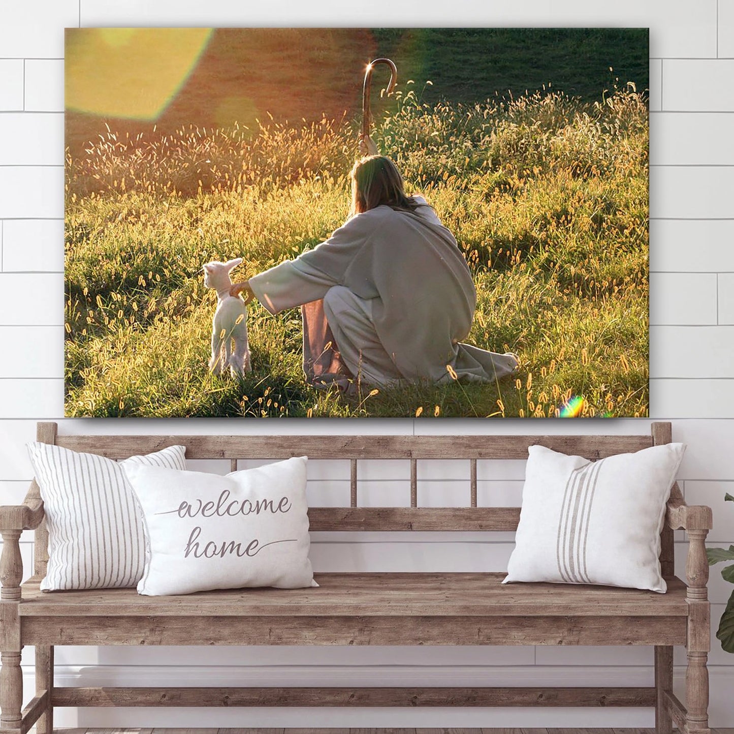 Jesus E Ovelhas - Jesus Canvas Wall Art - Christian Wall Art