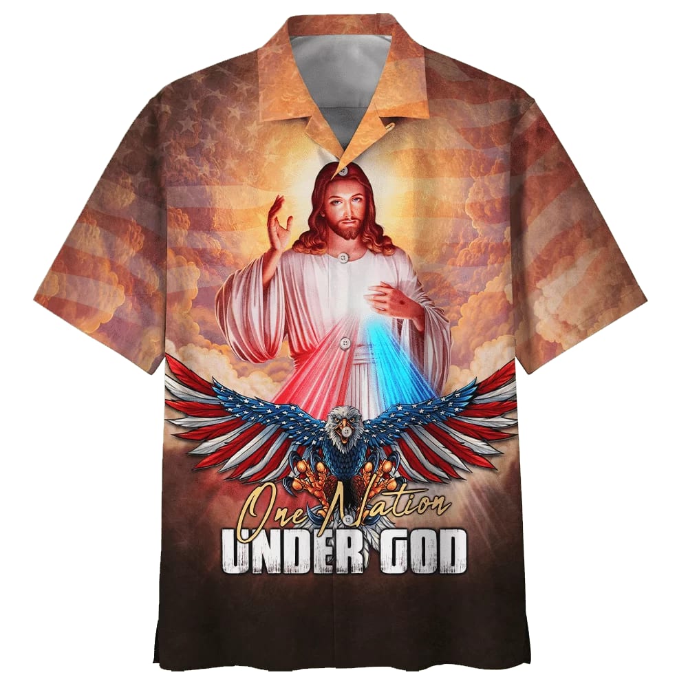 Jesus Eagle One Nation Under God Hawaiian Shirt - Best Hawaiian Shirts - Christian Hawaiian Shirt