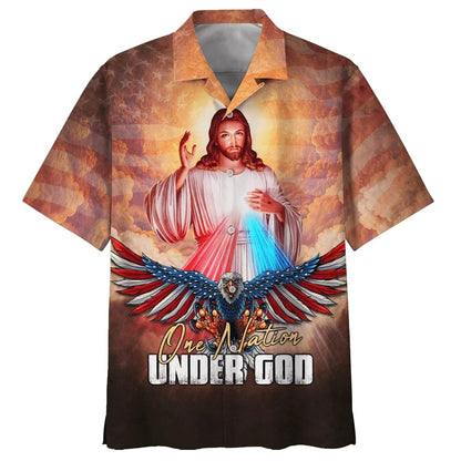 Jesus Eagle One Nation Under God Hawaiian Shirt - Best Hawaiian Shirts - Christian Hawaiian Shirt