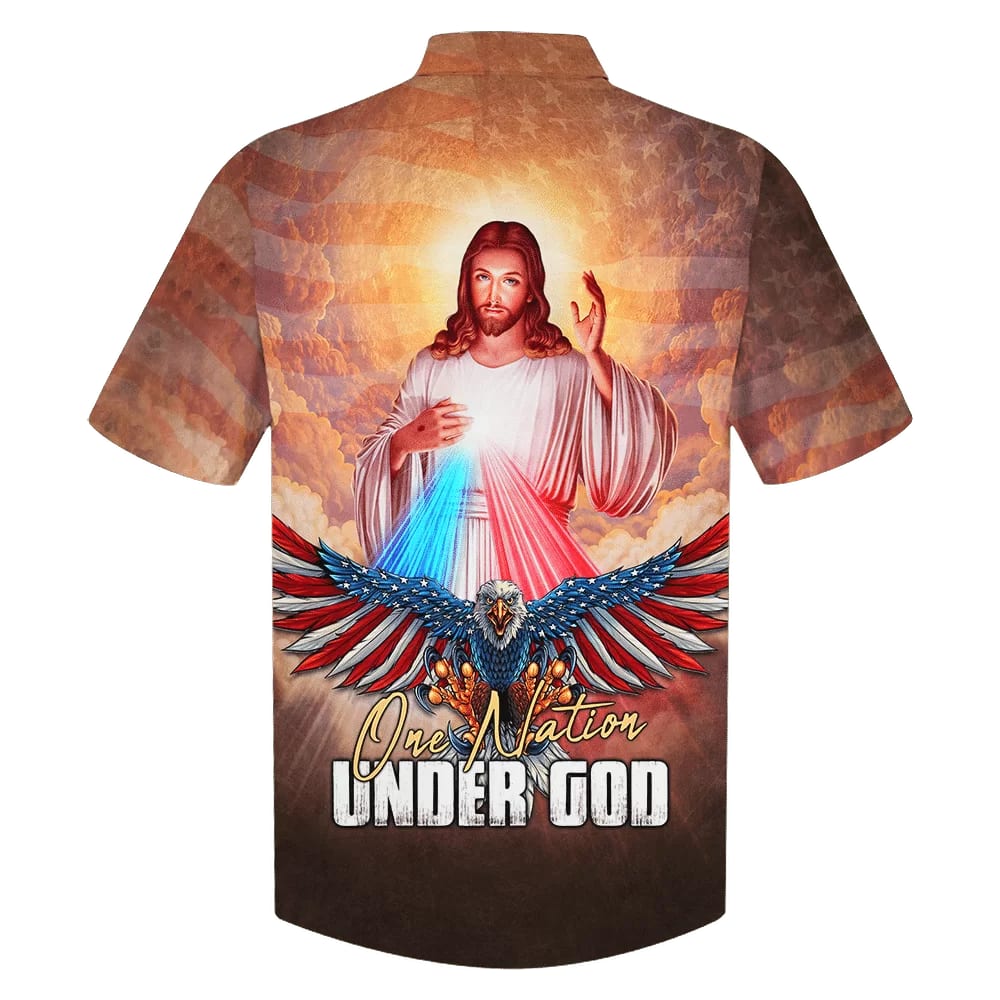 Jesus Eagle One Nation Under God Hawaiian Shirt - Best Hawaiian Shirts - Christian Hawaiian Shirt