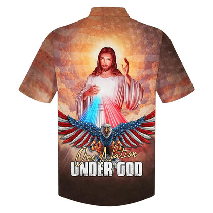 Jesus Eagle One Nation Under God Hawaiian Shirt - Best Hawaiian Shirts - Christian Hawaiian Shirt