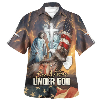 Jesus Eagle One Nation Under God Hawaiian Shirts For Men And Women - Christian Hawaiian Shirt - Hawaiian Summer Shirts