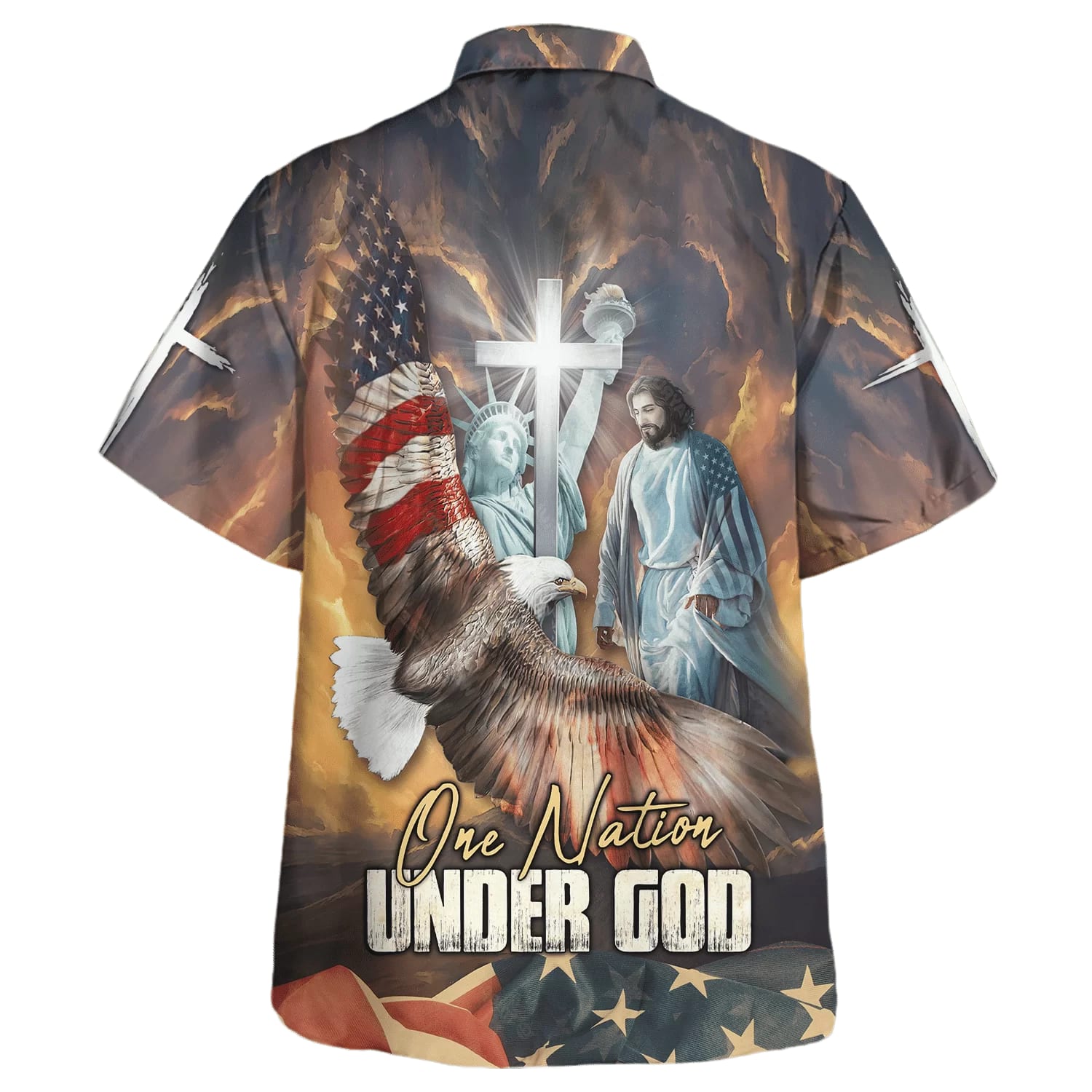 Jesus Eagle One Nation Under God Hawaiian Shirts For Men And Women - Christian Hawaiian Shirt - Hawaiian Summer Shirts