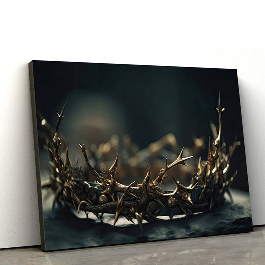 Jesus Easter Wonder Crown Of Thorns Gold Easter Symbolism Art - Canvas Pictures - Jesus Canvas Art - Christian Wall Art