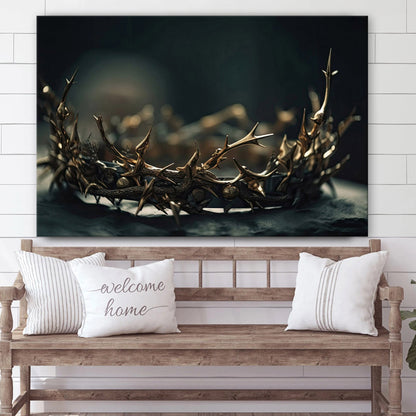 Jesus Easter Wonder Crown Of Thorns Gold Easter Symbolism Art - Canvas Pictures - Jesus Canvas Art - Christian Wall Art